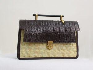 کیف قهوه ایی حصیری لوکس