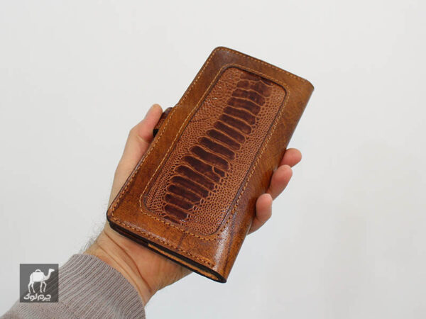 کیف پول چرم طبیعی شتر مرغ